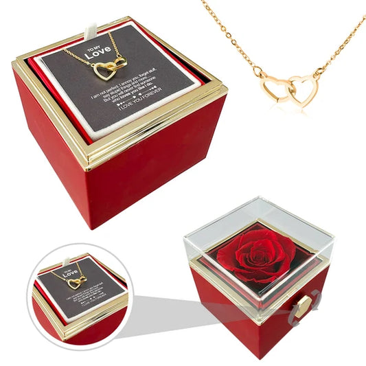 Heart Necklace - With Real Rose Giftbox