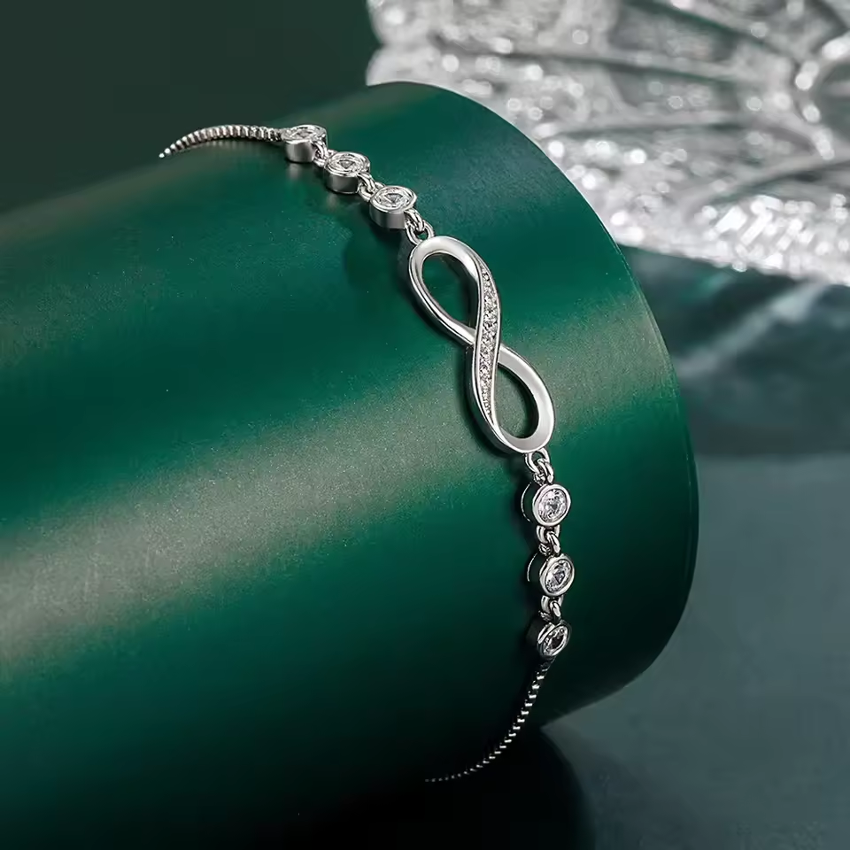 925 Sterling Silver Love Crystal Bracelet